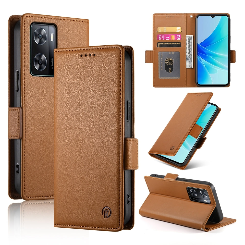 OPPO A77 4G Magnetic Leather Wallet Case with Card Slots, Stand Function & Full Protection