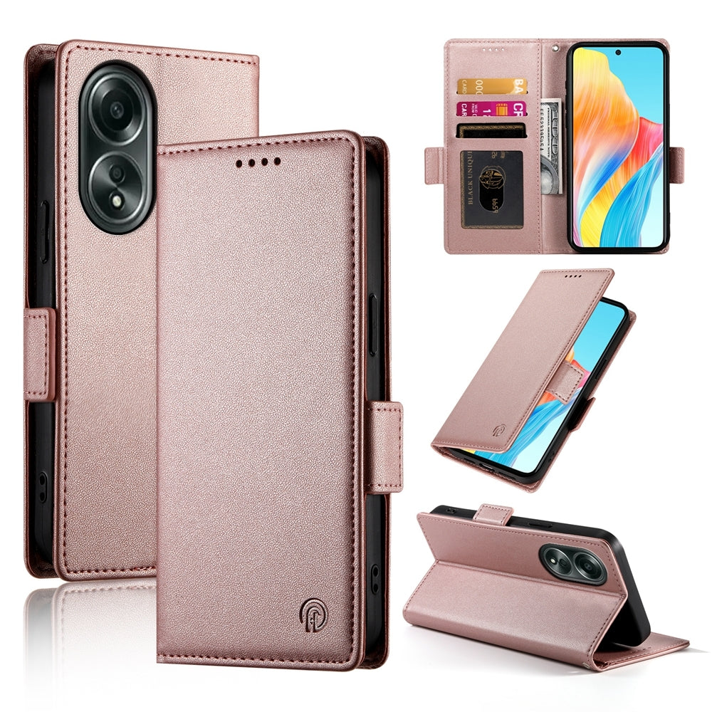 OPPO A58 4G Magnetic Leather Wallet Case with Card Slots, Stand Function & Full Protection