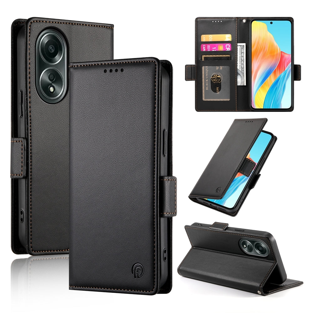 OPPO A58 4G Magnetic Leather Wallet Case with Card Slots, Stand Function & Full Protection