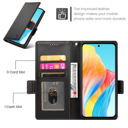 OPPO A58 4G Magnetic Leather Wallet Case with Card Slots, Stand Function & Full Protection