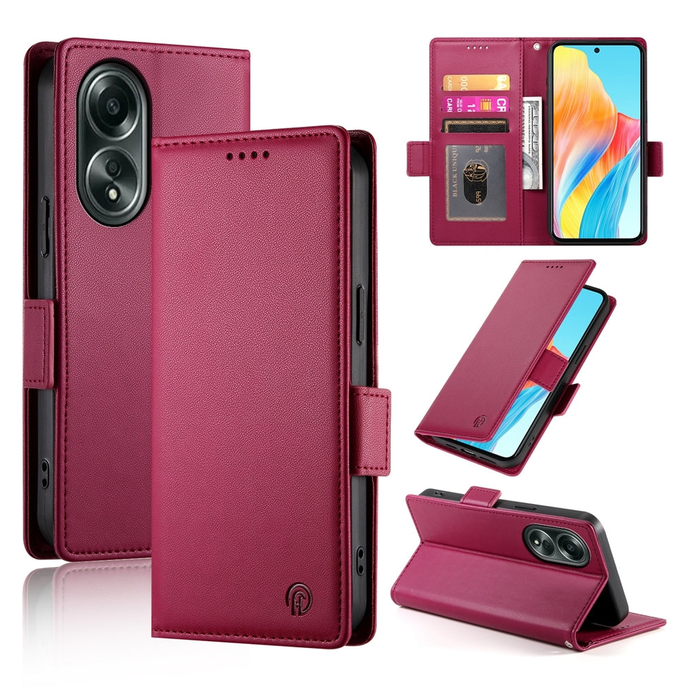 OPPO A58 4G Magnetic Leather Wallet Case with Card Slots, Stand Function & Full Protection