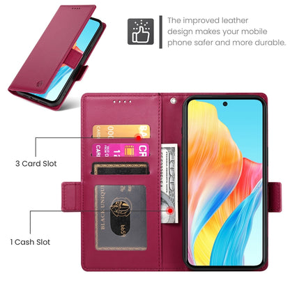 OPPO A58 4G Magnetic Leather Wallet Case with Card Slots, Stand Function & Full Protection