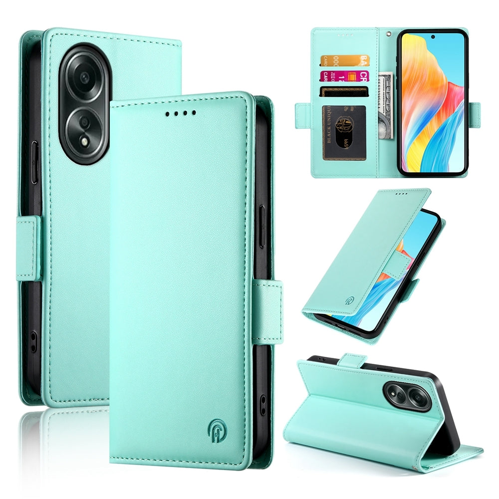 OPPO A58 4G Magnetic Leather Wallet Case with Card Slots, Stand Function & Full Protection
