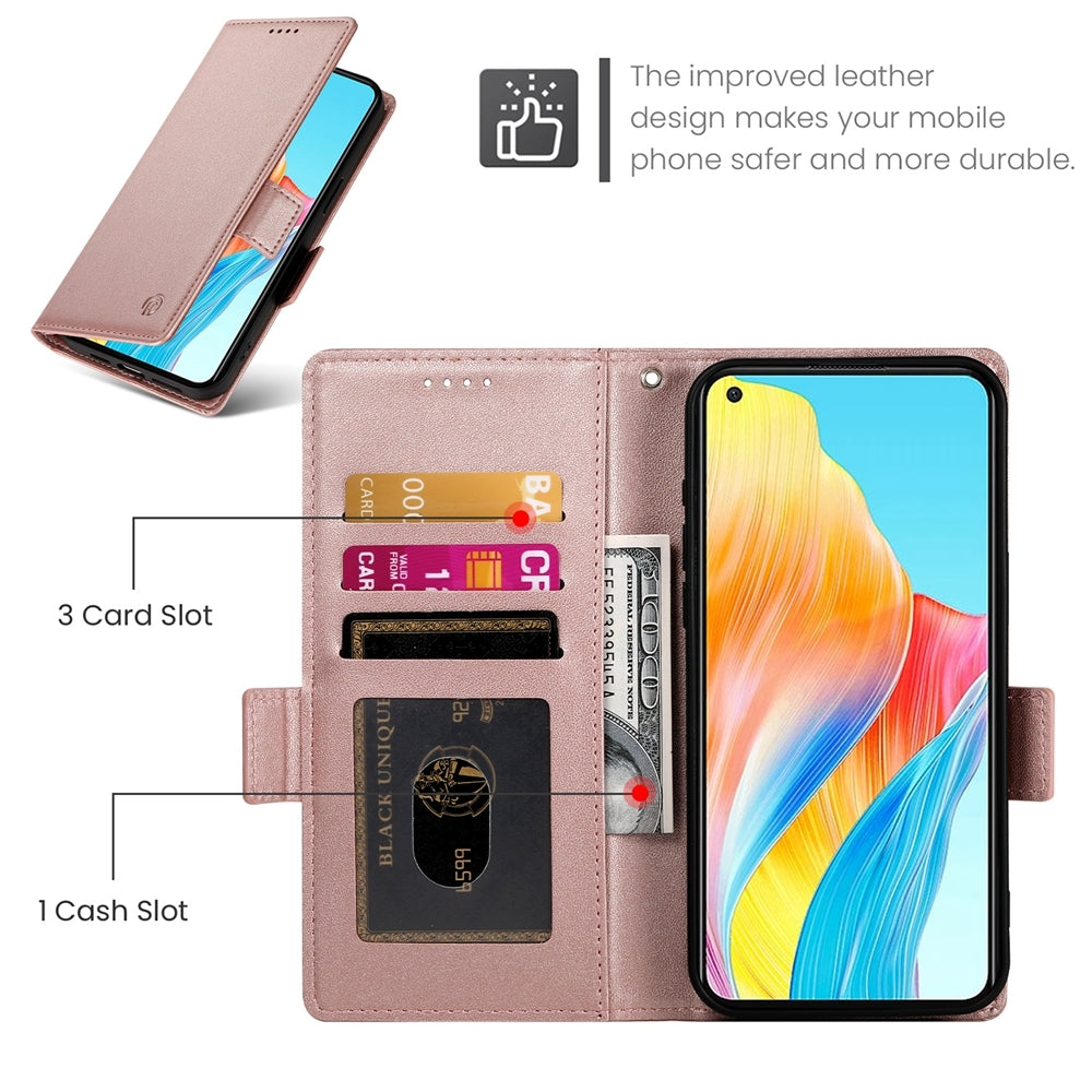 OPPO A78 4G Magnetic Leather Wallet Case with Card Slots, Stand Function & Full Protection