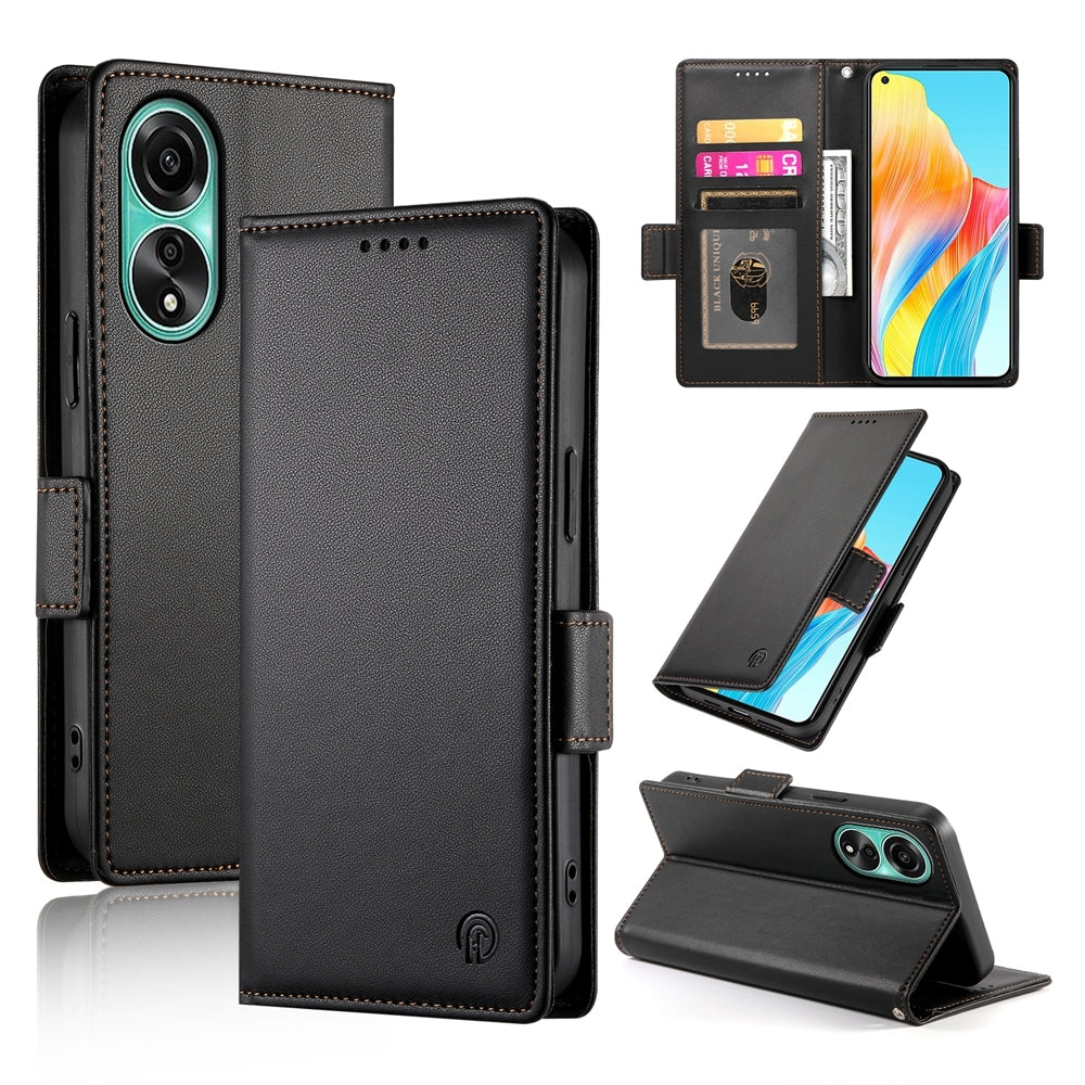 OPPO A78 4G Magnetic Leather Wallet Case with Card Slots, Stand Function & Full Protection