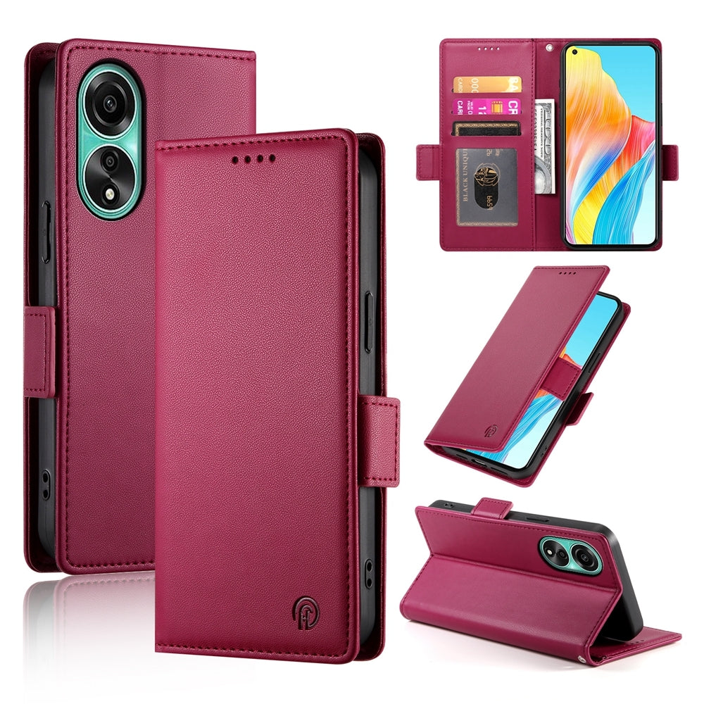 OPPO A78 4G Magnetic Leather Wallet Case with Card Slots, Stand Function & Full Protection