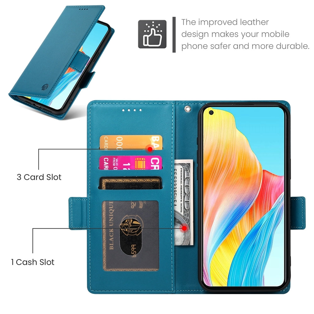 OPPO A78 4G Magnetic Leather Wallet Case with Card Slots, Stand Function & Full Protection