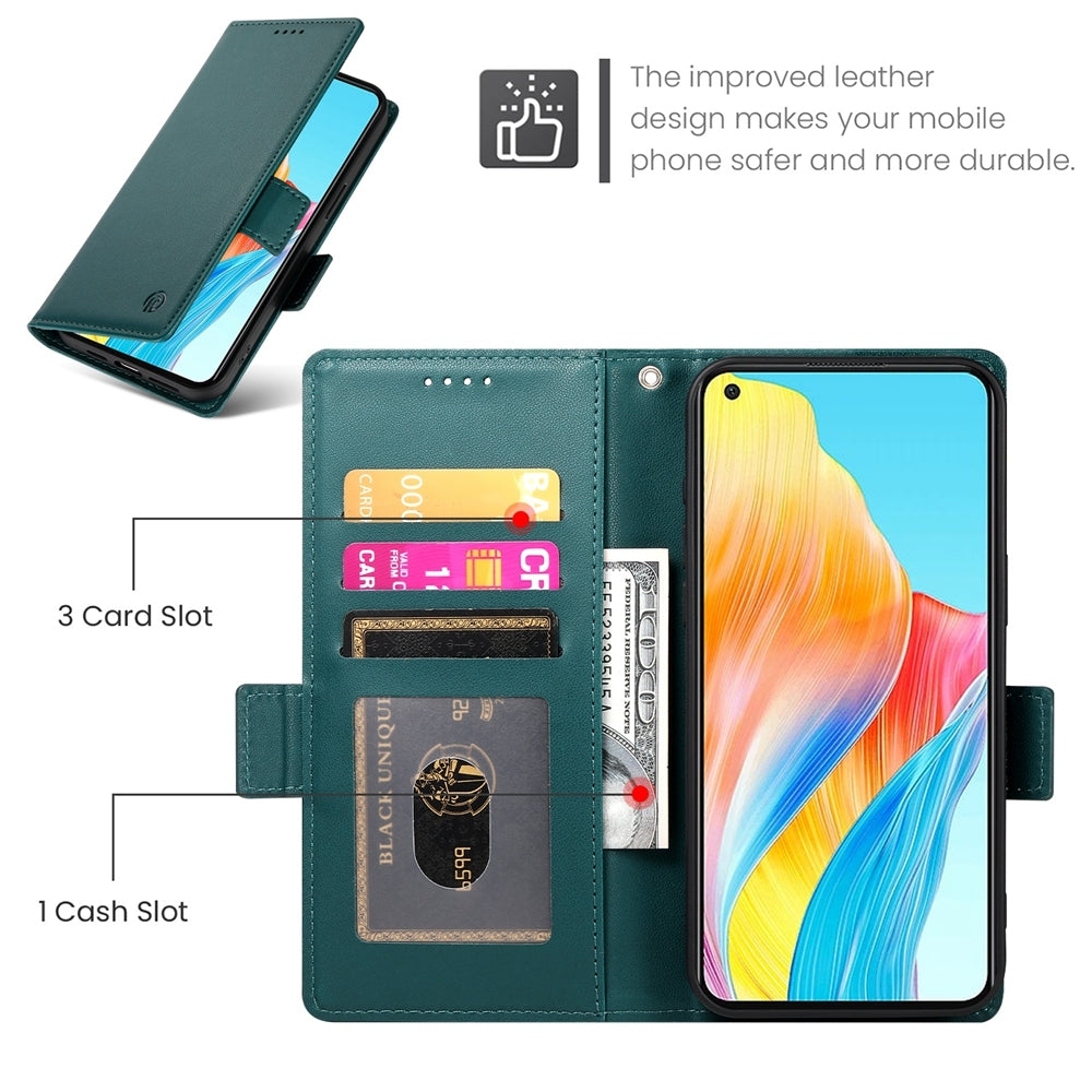 OPPO A78 4G Magnetic Leather Wallet Case with Card Slots, Stand Function & Full Protection