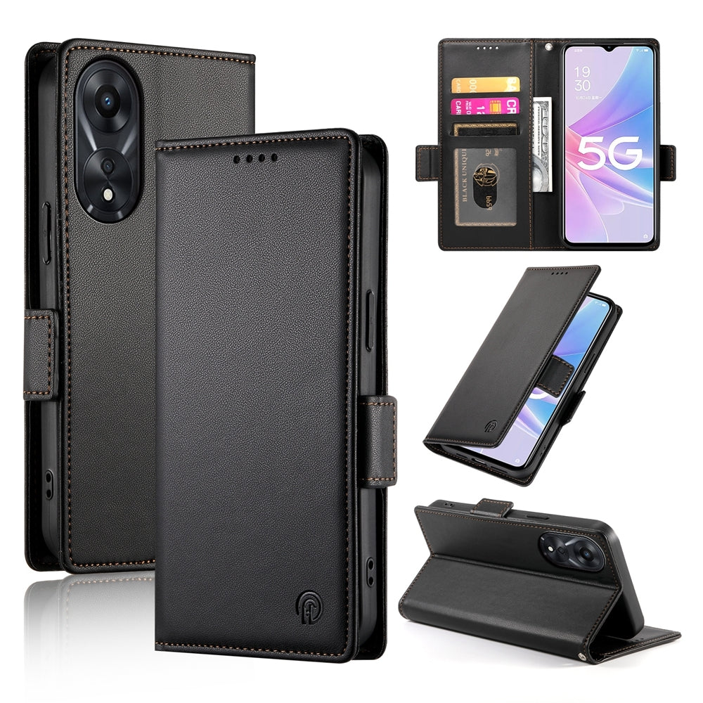 OPPO A78 5G Magnetic Leather Wallet Case with Card Slots, Stand Function & Full Protection