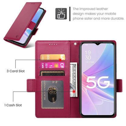 OPPO A78 5G Magnetic Leather Wallet Case with Card Slots, Stand Function & Full Protection