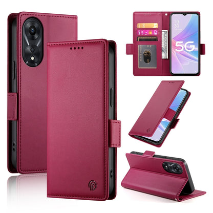 OPPO A58x Global Magnetic Leather Wallet Case with Card Slots, Stand Function & Full Protection