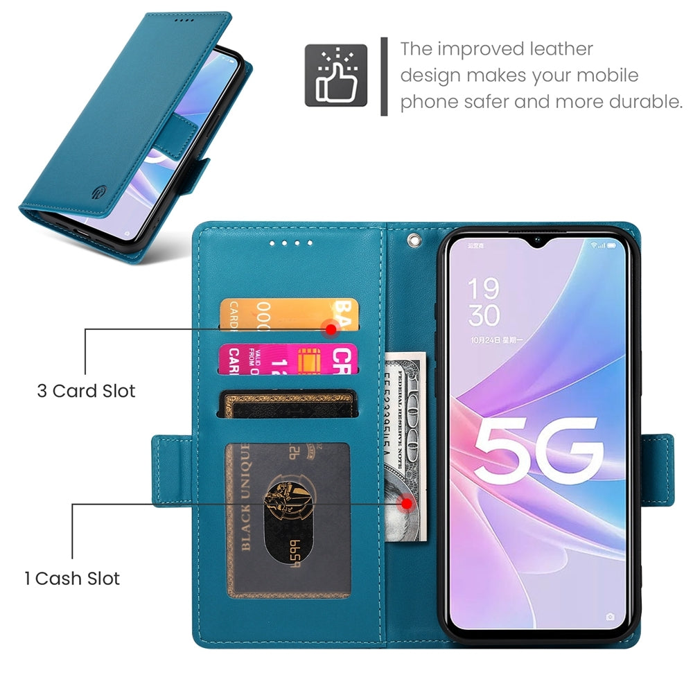 OPPO A78 5G Magnetic Leather Wallet Case with Card Slots, Stand Function & Full Protection