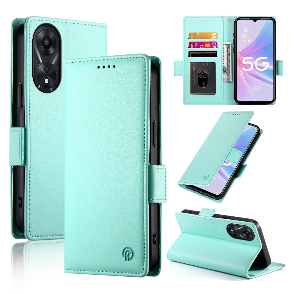 OPPO A58x Global Magnetic Leather Wallet Case with Card Slots, Stand Function & Full Protection
