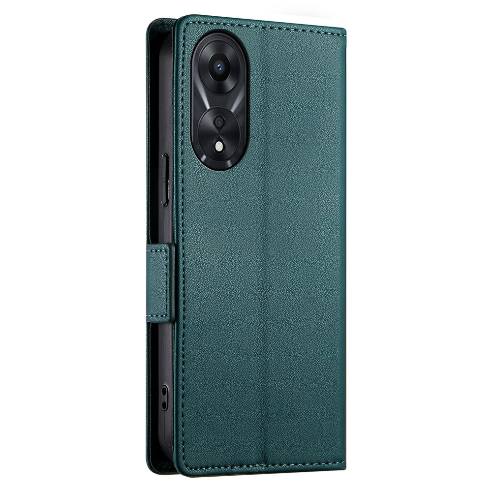 OPPO A58x Global Magnetic Leather Wallet Case with Card Slots, Stand Function & Full Protection
