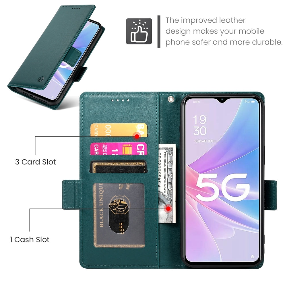 OPPO A1x 5G Magnetic Leather Wallet Case with Card Slots, Stand Function & Full Protection