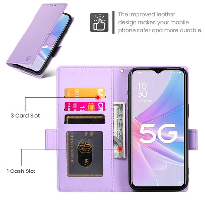 OPPO A58x Global Magnetic Leather Wallet Case with Card Slots, Stand Function & Full Protection