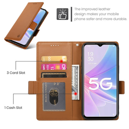 OPPO A58x Global Magnetic Leather Wallet Case with Card Slots, Stand Function & Full Protection