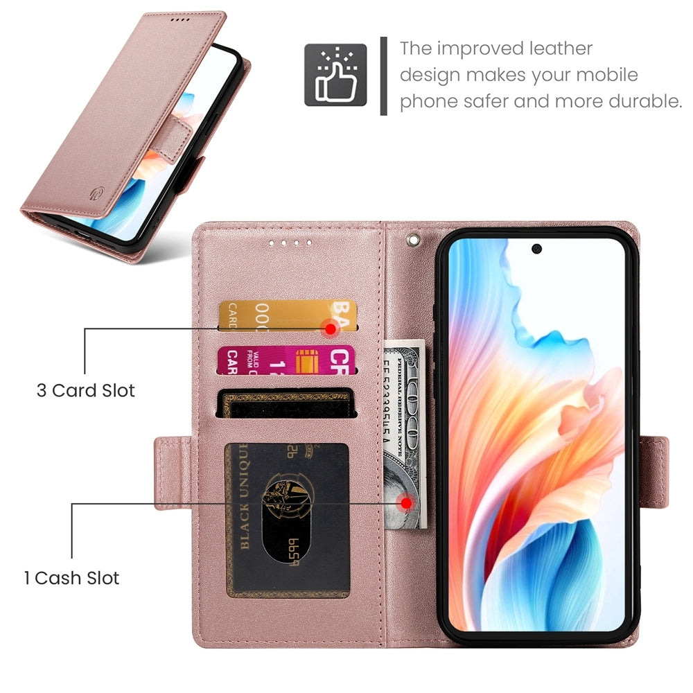 OPPO A79 5G Magnetic Leather Wallet Case with Card Slots, Stand Function & Full Protection