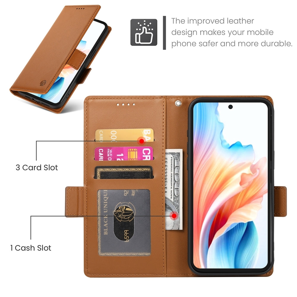 OPPO A79 5G Magnetic Leather Wallet Case with Card Slots, Stand Function & Full Protection
