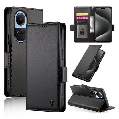 OPPO Reno10 Magnetic Leather Wallet Case with Card Slots, Stand Function & Full Protection