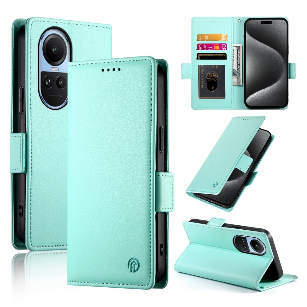 OPPO Reno10 Magnetic Leather Wallet Case with Card Slots, Stand Function & Full Protection