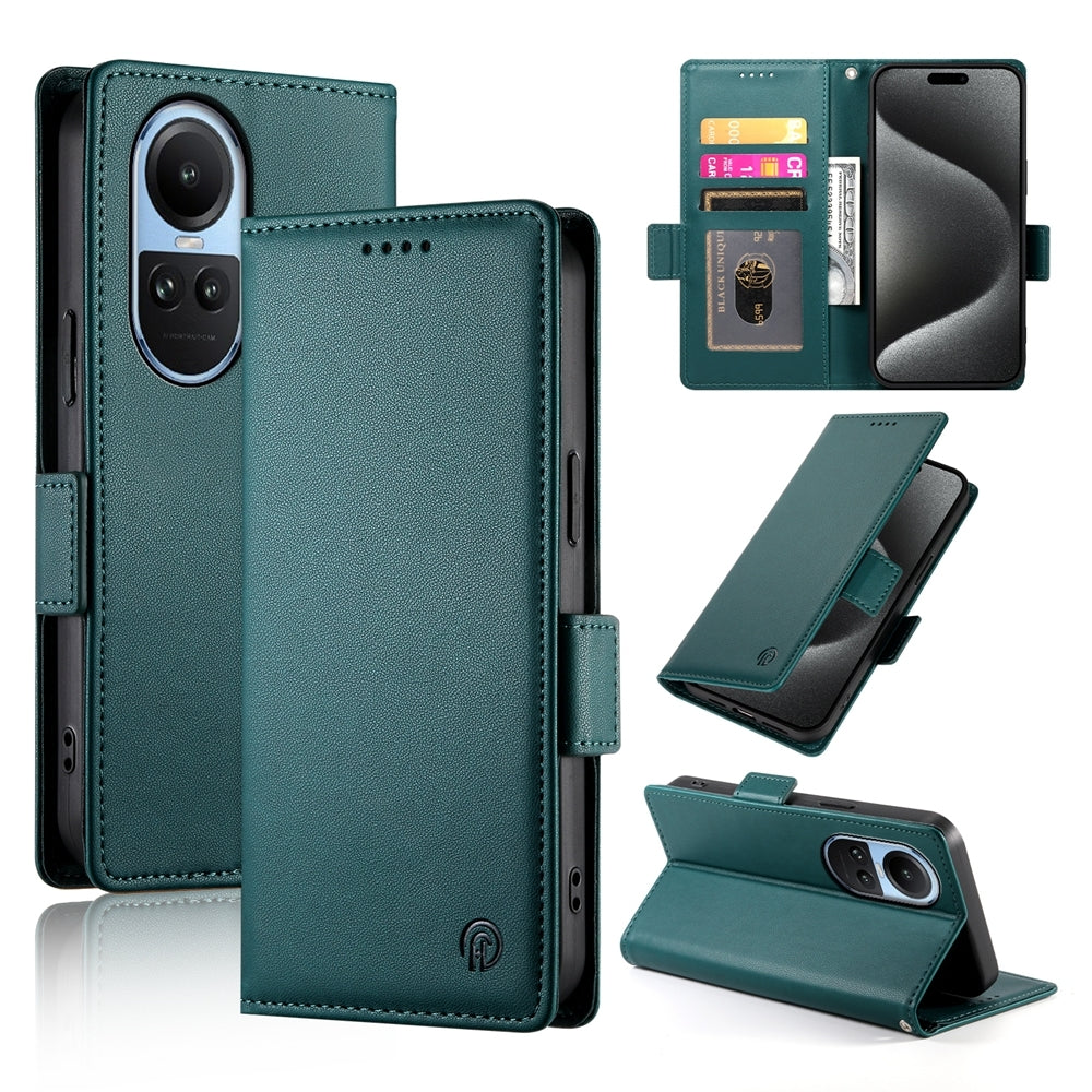 OPPO Reno10 Pro Magnetic Leather Wallet Case with Card Slots, Stand Function & Full Protection