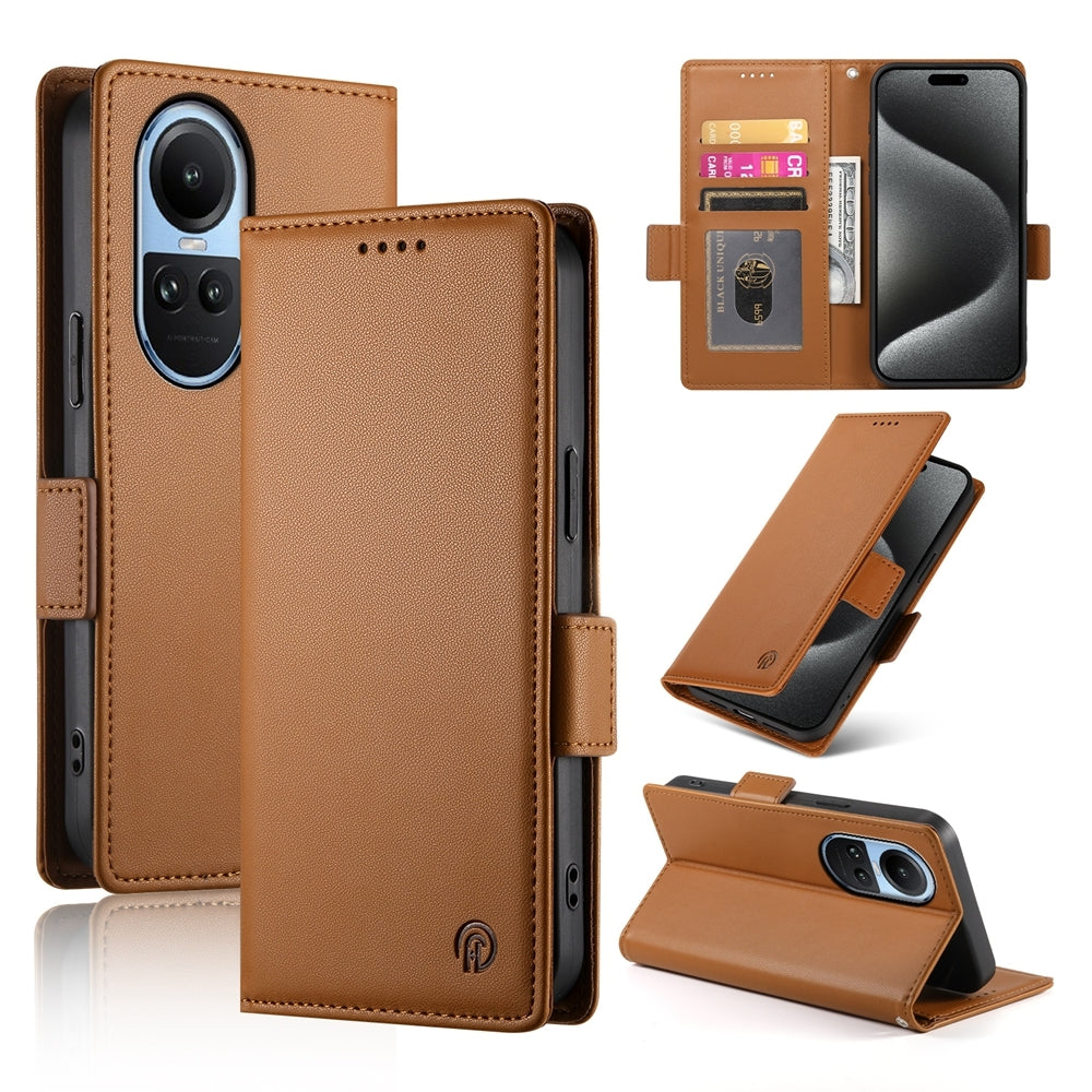 OPPO Reno10 Pro Magnetic Leather Wallet Case with Card Slots, Stand Function & Full Protection