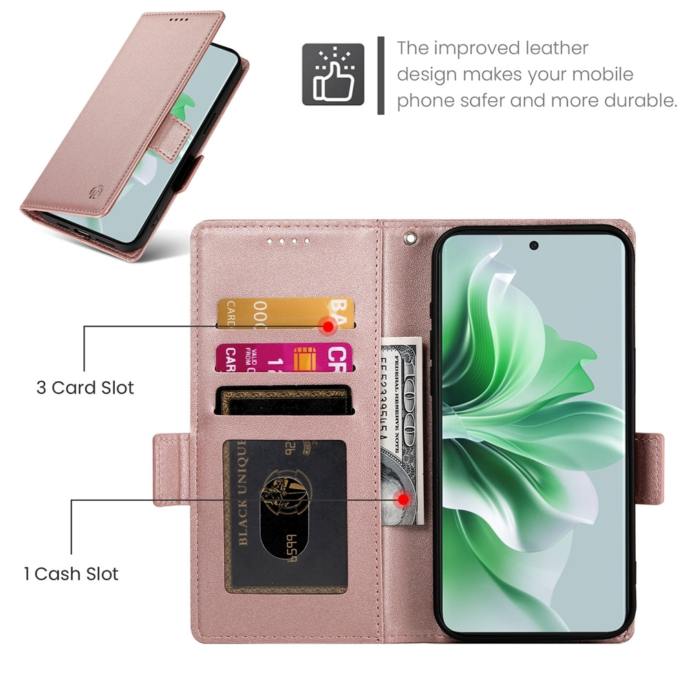 OPPO Reno11 5G Magnetic Leather Wallet Case with Card Slots, Stand Function & Full Protection