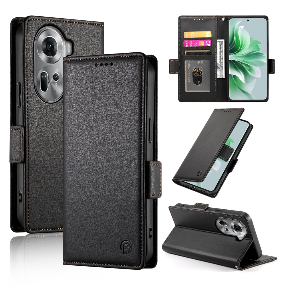 OPPO Reno11 5G Magnetic Leather Wallet Case with Card Slots, Stand Function & Full Protection