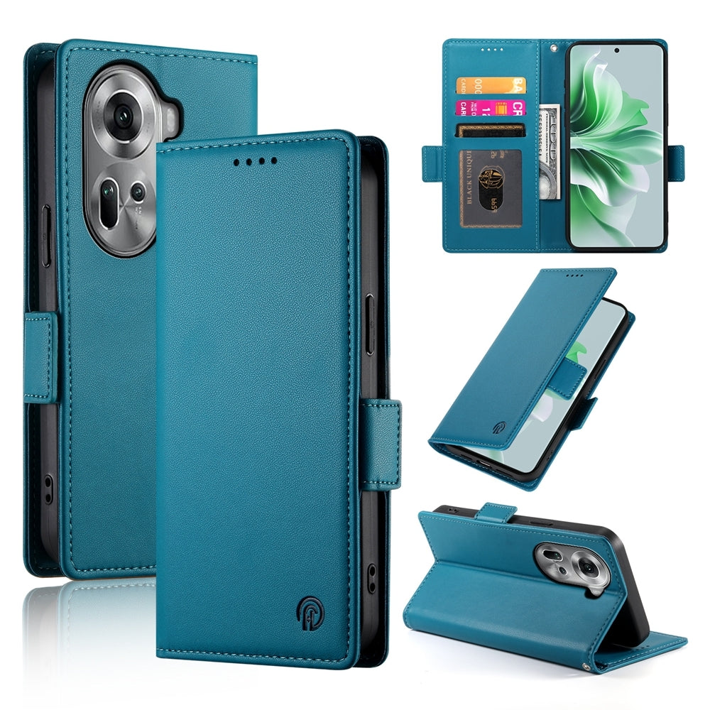 OPPO Reno11 5G Magnetic Leather Wallet Case with Card Slots, Stand Function & Full Protection