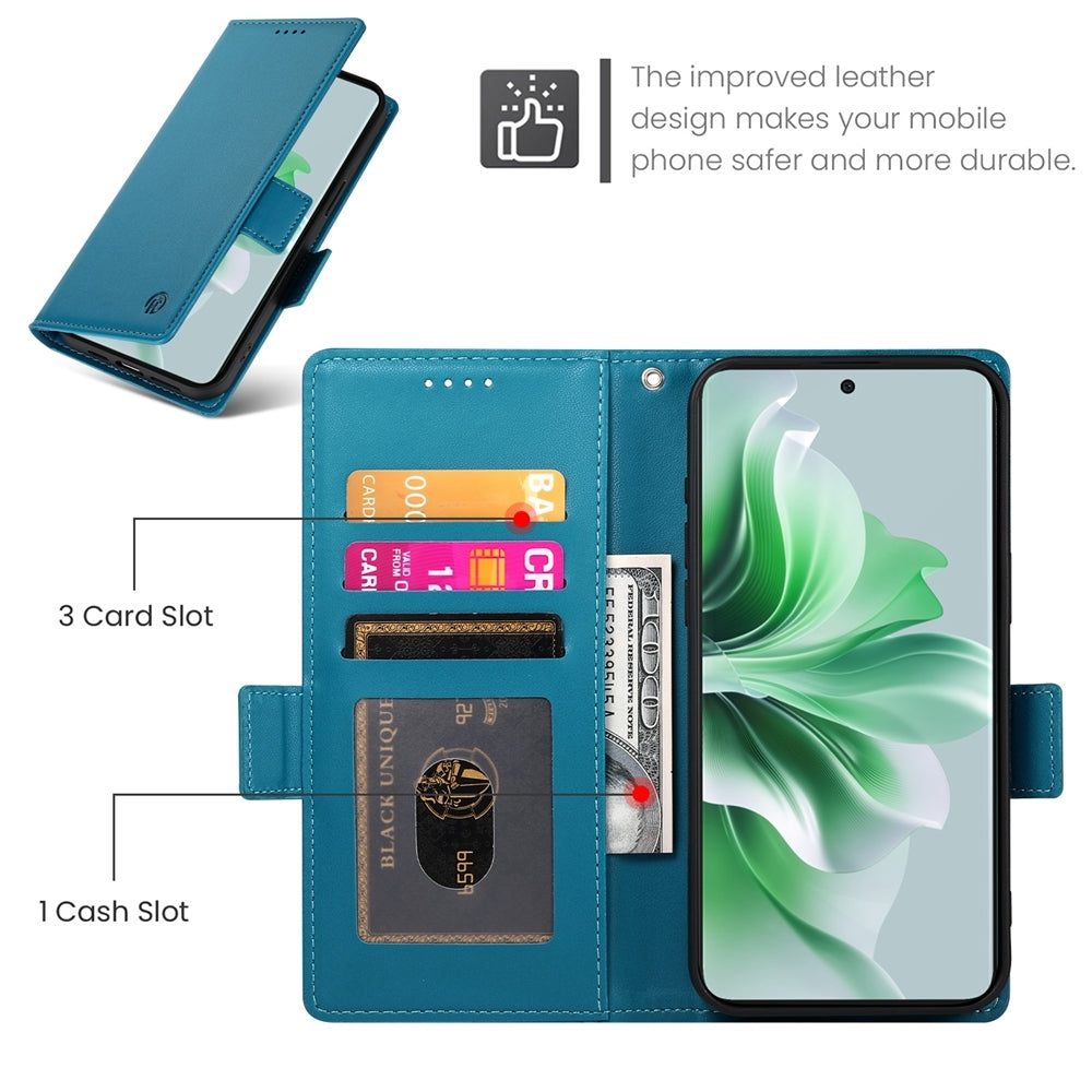 OPPO Reno11 5G Magnetic Leather Wallet Case with Card Slots, Stand Function & Full Protection