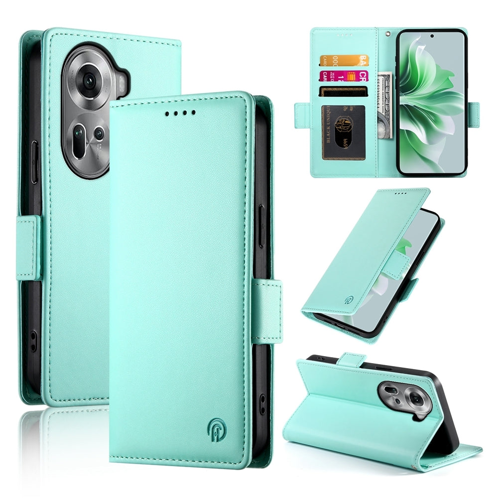 OPPO Reno11 5G Magnetic Leather Wallet Case with Card Slots, Stand Function & Full Protection