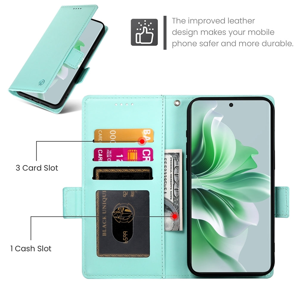 OPPO Reno11 5G Magnetic Leather Wallet Case with Card Slots, Stand Function & Full Protection