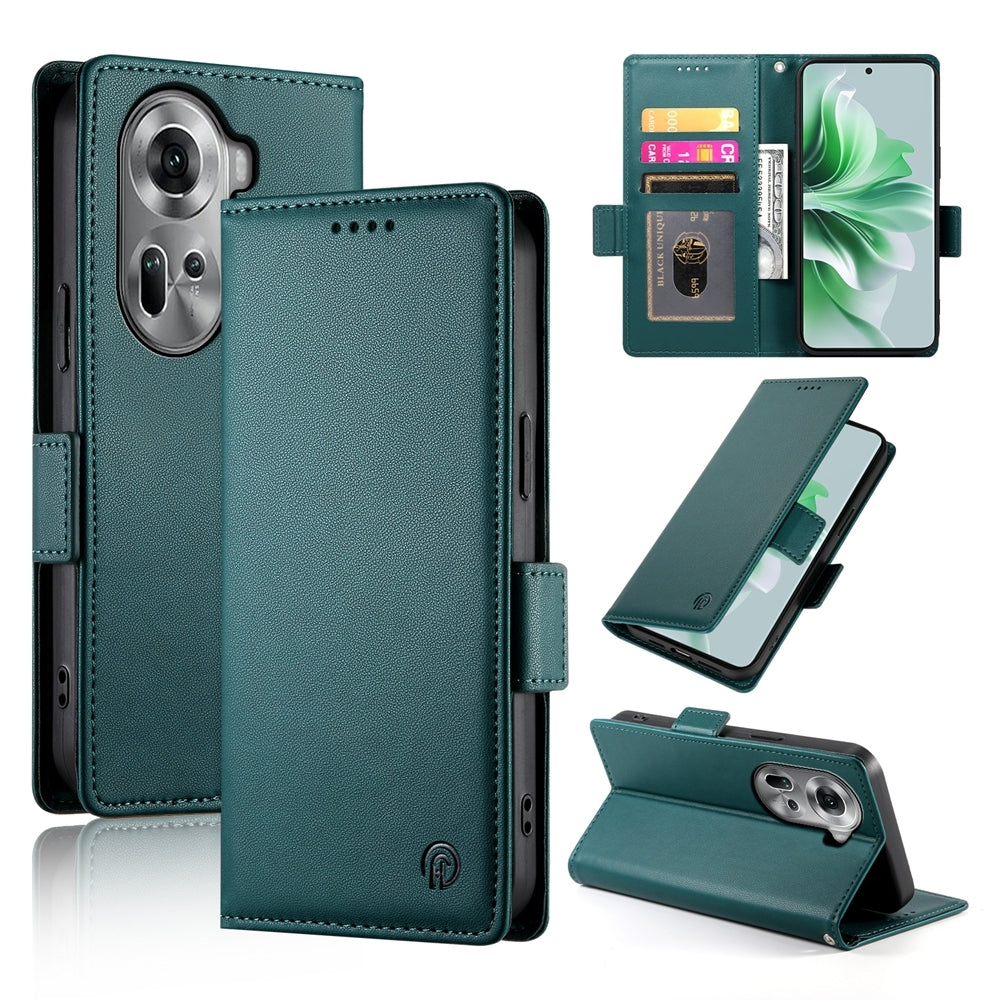 OPPO Reno11 5G Magnetic Leather Wallet Case with Card Slots, Stand Function & Full Protection