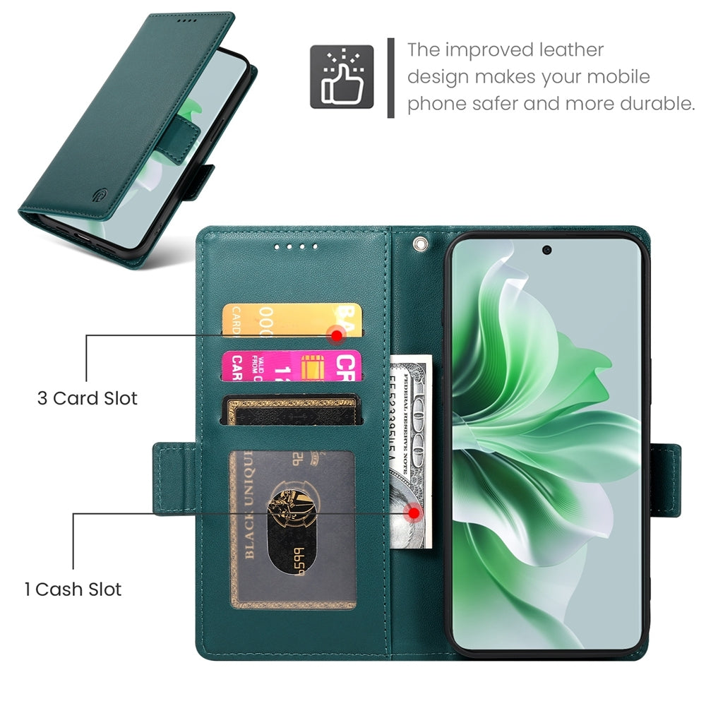OPPO Reno11 5G Magnetic Leather Wallet Case with Card Slots, Stand Function & Full Protection