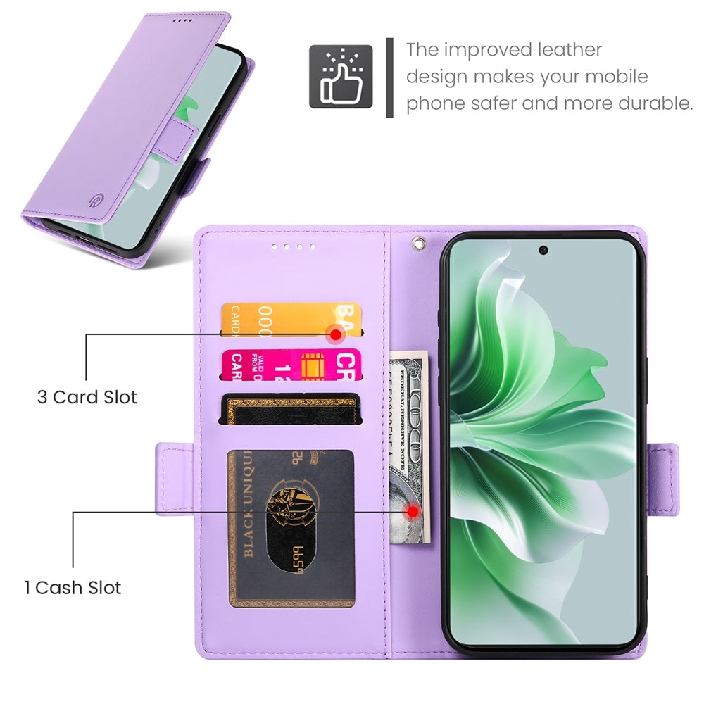 OPPO Reno11 5G Magnetic Leather Wallet Case with Card Slots, Stand Function & Full Protection