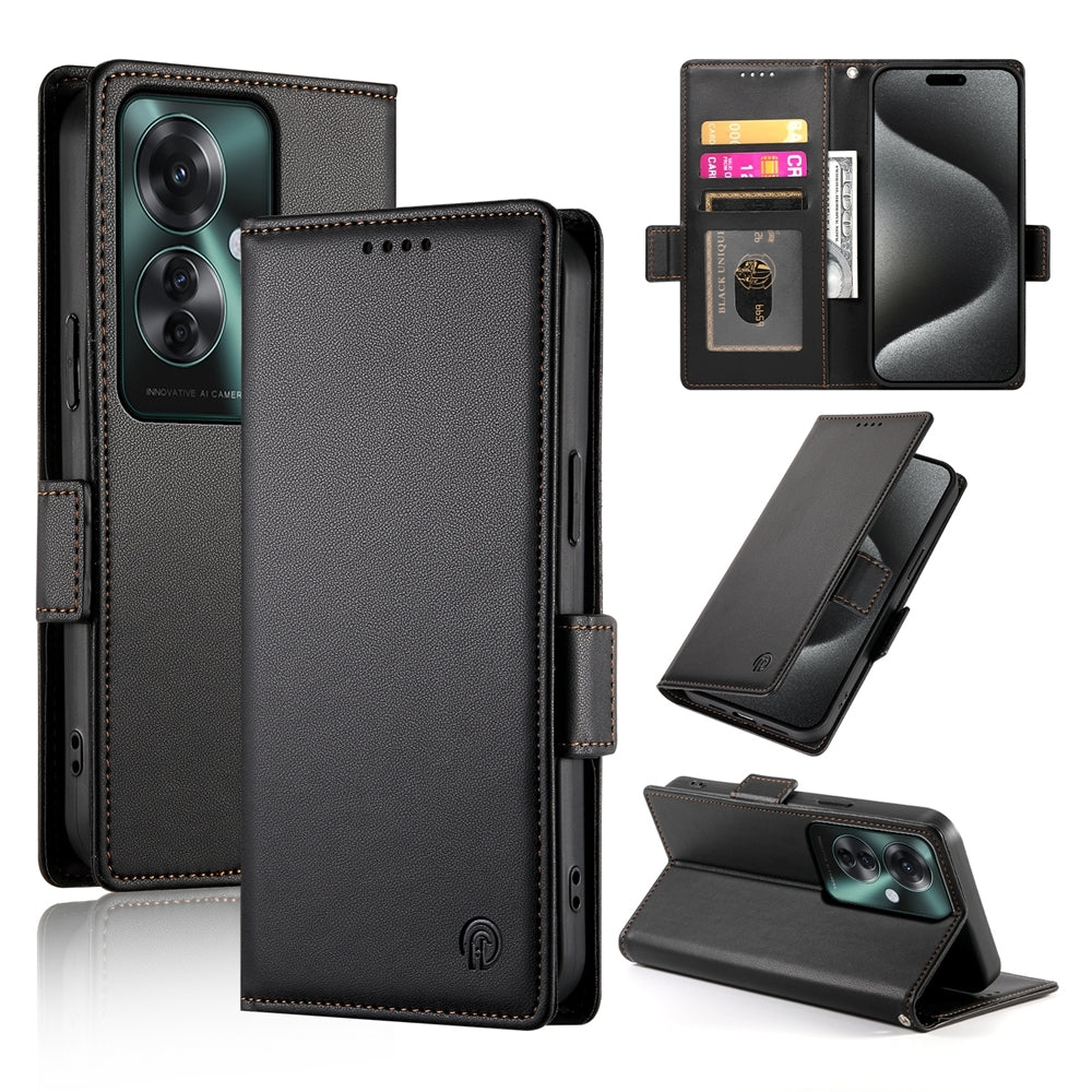 OPPO Reno11 F Magnetic Leather Wallet Case with Card Slots, Stand Function & Full Protection