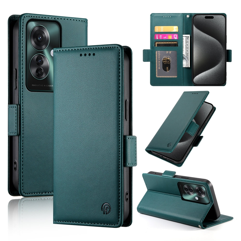 OPPO Reno11 F Magnetic Leather Wallet Case with Card Slots, Stand Function & Full Protection