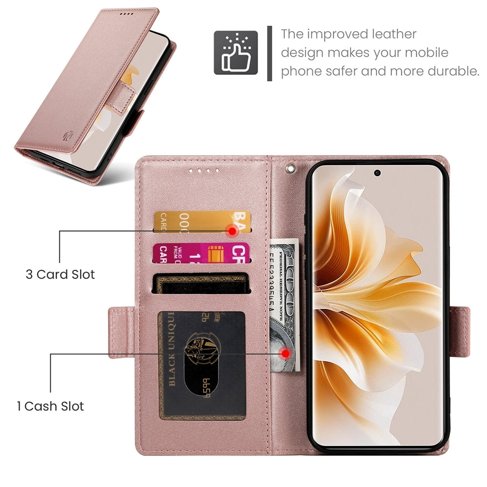 OPPO Reno11 Pro 5G Magnetic Leather Wallet Case with Card Slots, Stand Function & Full Protection