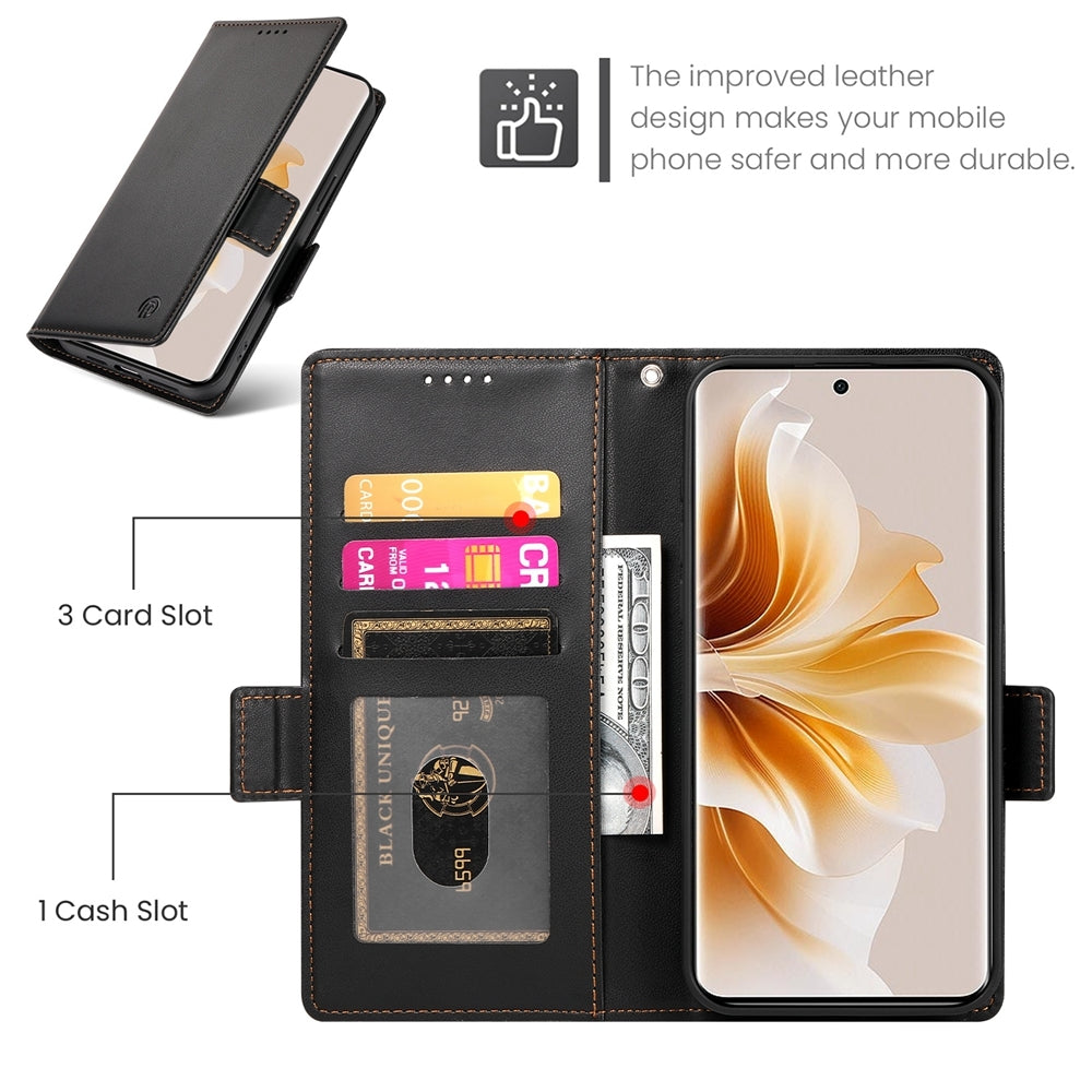 OPPO Reno11 Pro 5G Magnetic Leather Wallet Case with Card Slots, Stand Function & Full Protection