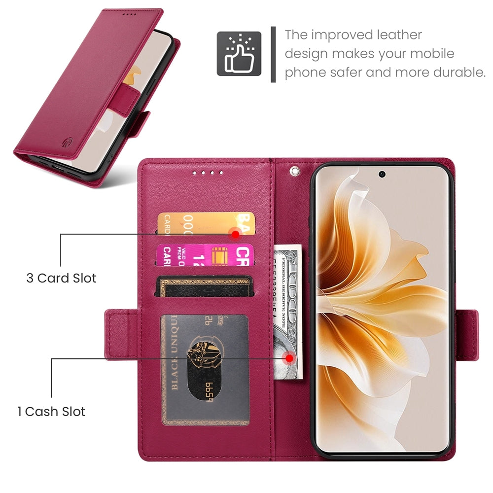 OPPO Reno11 Pro 5G Magnetic Leather Wallet Case with Card Slots, Stand Function & Full Protection
