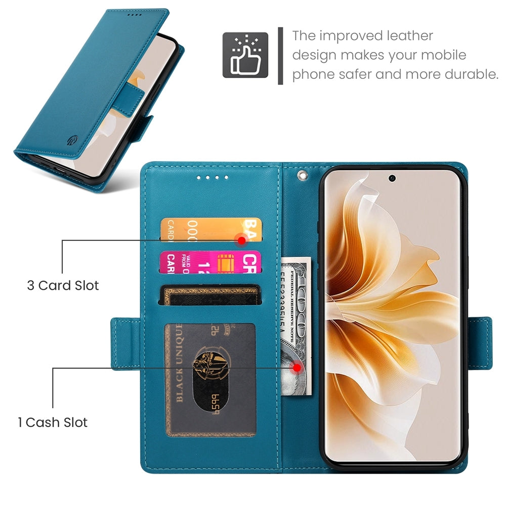OPPO Reno11 Pro 5G Magnetic Leather Wallet Case with Card Slots, Stand Function & Full Protection
