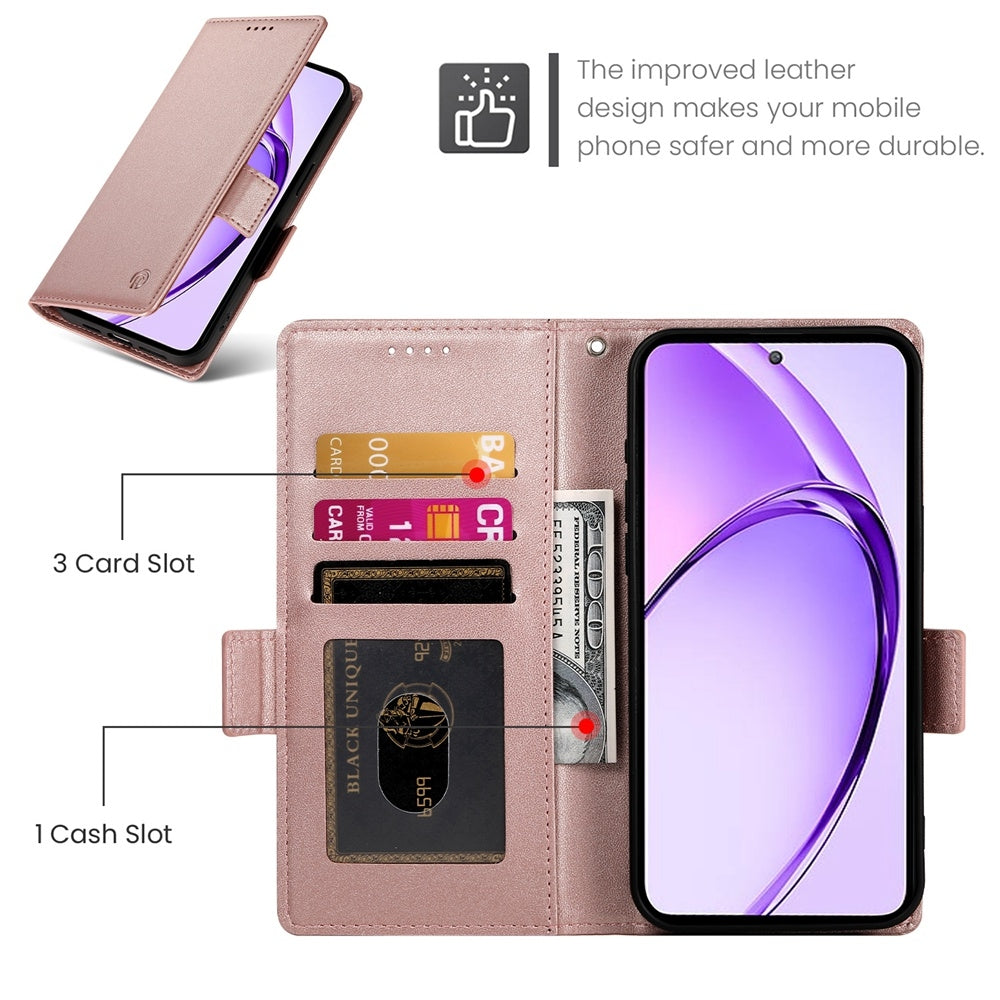 OPPO A3 Pro 5G Magnetic Leather Wallet Case with Card Slots, Stand Function & Full Protection