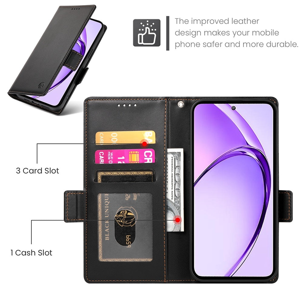 OPPO A3 Pro 5G Magnetic Leather Wallet Case with Card Slots, Stand Function & Full Protection