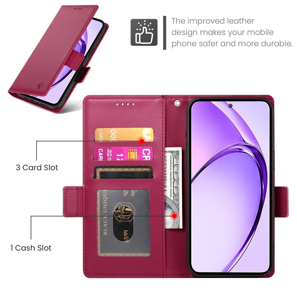 OPPO A3 Pro 5G Magnetic Leather Wallet Case with Card Slots, Stand Function & Full Protection