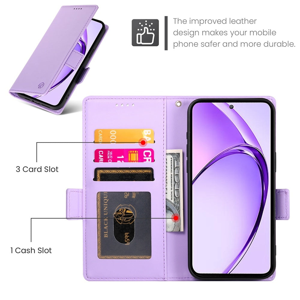 OPPO A3 Pro 5G Magnetic Leather Wallet Case with Card Slots, Stand Function & Full Protection