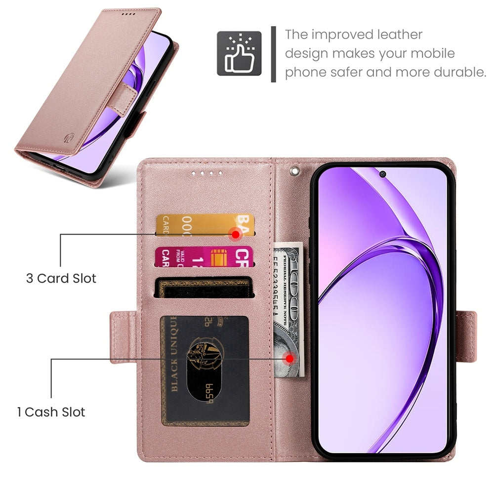 OPPO A3 4G/5G Magnetic Leather Wallet Case with Card Slots, Stand Function & Full Protection