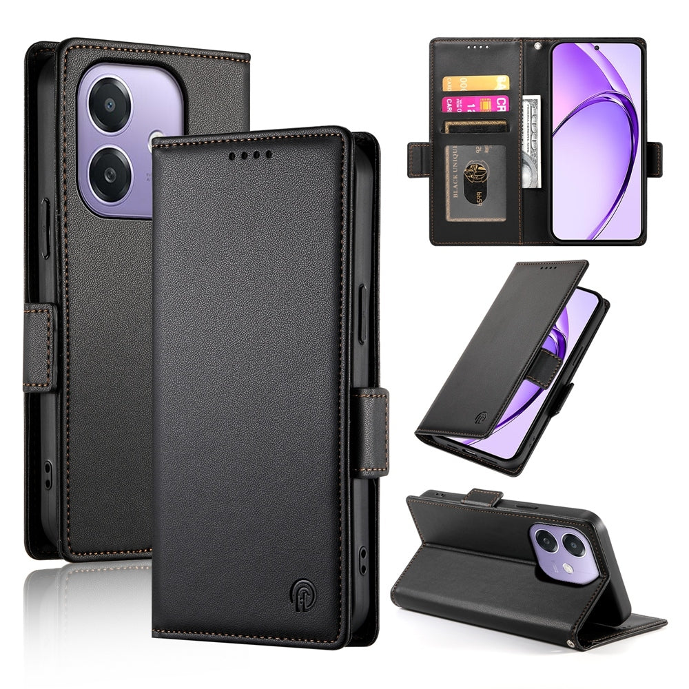 OPPO A3 4G/5G Magnetic Leather Wallet Case with Card Slots, Stand Function & Full Protection