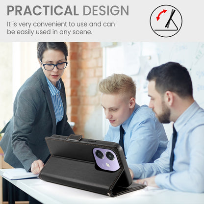 OPPO A3 4G/5G Magnetic Leather Wallet Case with Card Slots, Stand Function & Full Protection