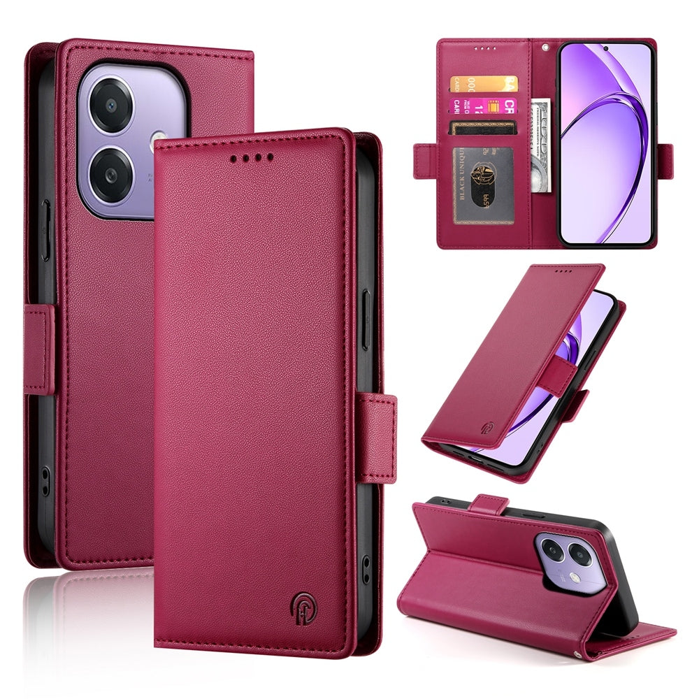 OPPO A3 4G/5G Magnetic Leather Wallet Case with Card Slots, Stand Function & Full Protection